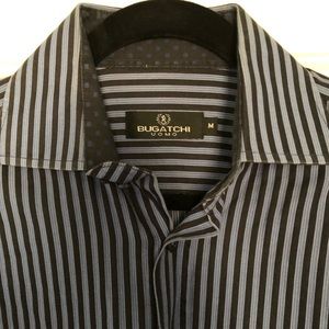 BUGACHTI uomo black and blue stripe shirt.